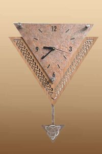 Pc - 003  Stone veneer and acrylic laser cut  Triangle Pendulum Wall Clock